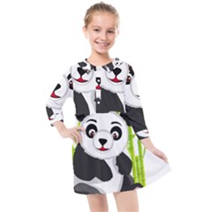 Giant Panda Bear Kids  Quarter Sleeve Shirt Dress by Sudhe