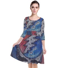Grateful Dead Logo Quarter Sleeve Waist Band Dress by Sudhe
