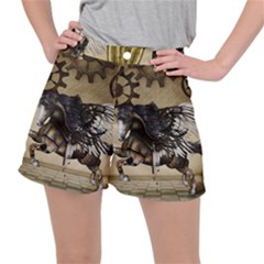 Awesome Steampunk Unicorn With Wings Stretch Ripstop Shorts by FantasyWorld7