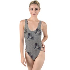 Awesome Steampunk Horse With Wings, Wonderful Pattern High Leg Strappy Swimsuit by FantasyWorld7