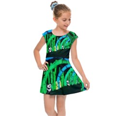 Dragon Lights Panda Kids  Cap Sleeve Dress by Riverwoman