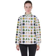 St Patricks Day Pattern Women s High Neck Windbreaker by Valentinaart