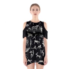 Petroglyph Nordic Beige And Black Background Petroglyph Nordic Beige And Black Background Shoulder Cutout One Piece Dress by snek