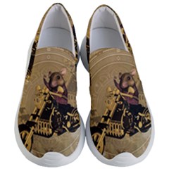 Funny Cute Mouse On A Motorcycle Women s Lightweight Slip Ons by FantasyWorld7