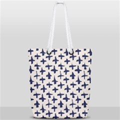 Pattern Ink Blue Navy Crosses Grunge Flesh And Navy Pattern Ink Crosses Grunge Flesh Beige Background Full Print Rope Handle Tote (small) by genx