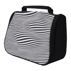 Retro Psychedelic Waves Pattern 80s Black And White Full Print Travel Pouch (small) by genx