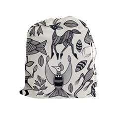 African Senufo Korhogo Tribal Ethnic Art Elements Vector Drawstring Pouch (xl) by BluedarkArt