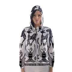 African Senufo Korhogo Tribal Ethnic Art Elements Vector Women s Hooded Windbreaker by BluedarkArt