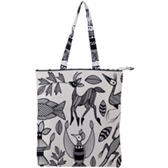 African Senufo Korhogo Tribal Ethnic Art  Double Zip Up Tote Bag by BluedarkArt