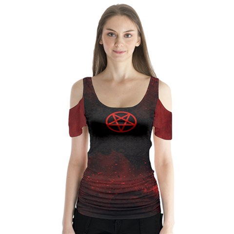 D  s Sis Butterfly Sleeve Cutout Tee  by darkaura