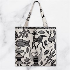 African Senufo Korhogo Tribal Ethnic Art  Zipper Grocery Tote Bag by BluedarkArt
