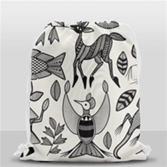 African Senufo Korhogo Tribal Ethnic Art  Drawstring Bag (small) by BluedarkArt
