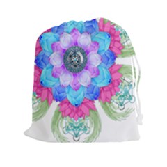 Lotus Flower Bird Metatron S Cube Drawstring Pouch (xxl) by Pakrebo
