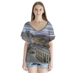 Ohio Supreme Court View V-neck Flutter Sleeve Top by Riverwoman