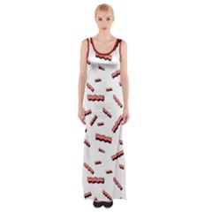 Funny Bacon Slices Pattern Infidel Red Meat Maxi Thigh Split Dress by genx
