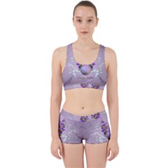 Happy Easter, Easter Egg With Flowers In Soft Violet Colors Work It Out Gym Set by FantasyWorld7