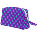 Turquoise Stars Pattern On Purple Wristlet Pouch Bag (Large) View2