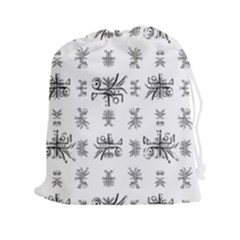 Black And White Ethnic Design Print Drawstring Pouch (xxl) by dflcprintsclothing