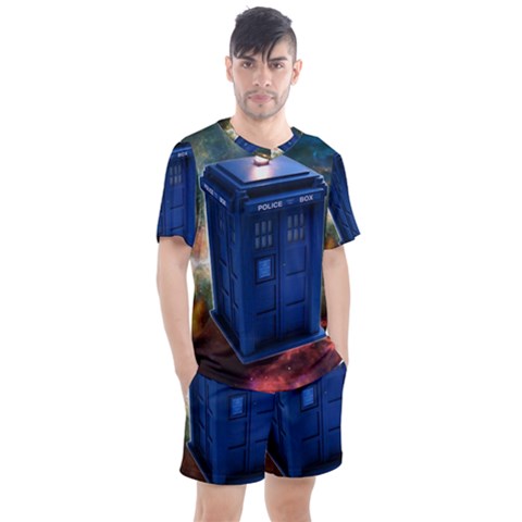 The Police Box Tardis Time Travel Device Used Doctor Who Men s Mesh Tee And Shorts Set by Sudhe