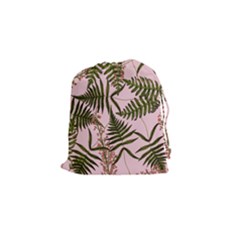 Fern Pink Drawstring Pouch (small) by snowwhitegirl