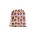 Shopping Bag Pattern Pink Drawstring Pouch (Small) View1