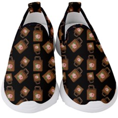 Shopping Bag Pattern Black Kids  Slip On Sneakers by snowwhitegirl