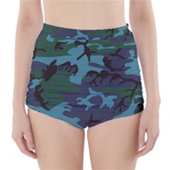 Camouflage Blue High-waisted Bikini Bottoms by snowwhitegirl
