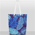 Tropical Blue Leaves Full Print Rope Handle Tote (Small) View1
