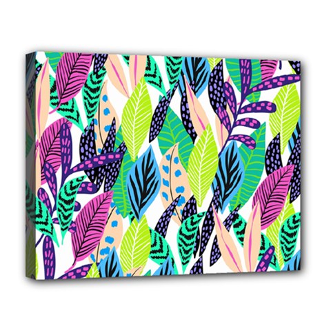 Leaves Drawing Pattern Nature Canvas 14  X 11  (stretched) by Pakrebo