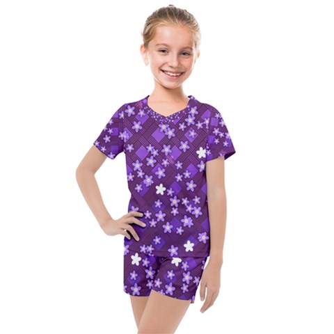 Textile Cross Pattern Square Kids  Mesh Tee And Shorts Set by Pakrebo