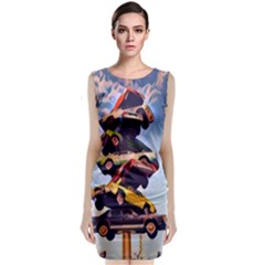Pretty Colors Cars Sleeveless Velvet Midi Dress by StarvingArtisan