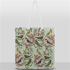 Vintage Birds Full Print Rope Handle Tote (large) by Valentinaart