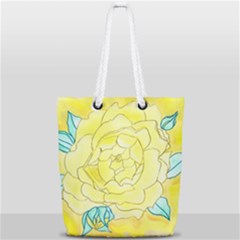 Neutral Rose Watercolor Full Print Rope Handle Tote (small) by okhismakingart