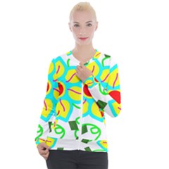 Digital Flower Casual Zip Up Jacket by okhismakingart