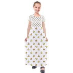Birds, Animal, Cute, Sketch, Wildlife, Wild, Cartoon, Doodle, Scribble, Fashion, Printed, Allover, For Kids, Drawing, Illustration, Print, Design, Patterned, Pattern Kids  Short Sleeve Maxi Dress by dflcprintsclothing