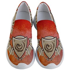 Wonderful Dragon On A Shield With Wings Women s Lightweight Slip Ons by FantasyWorld7