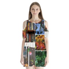 Floral Collage Shoulder Cutout Velvet One Piece by okhismakingart