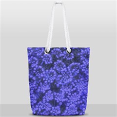 Blue Queen Anne s Lace (up Close) Full Print Rope Handle Tote (small) by okhismakingart