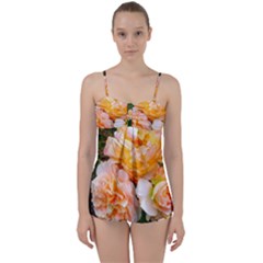 Bunch Of Orange And Pink Roses Babydoll Tankini Set by okhismakingart