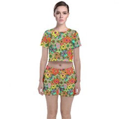 Colorful Shapes         Crop Top And Shorts Co-ord Set by LalyLauraFLM