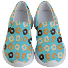 Donuts Pattern With Bites Bright Pastel Blue And Brown Kids  Lightweight Slip Ons by genx