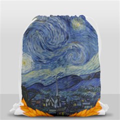 The Starry Night Starry Night Over The Rhne Pain Drawstring Bag (small) by Sudhe