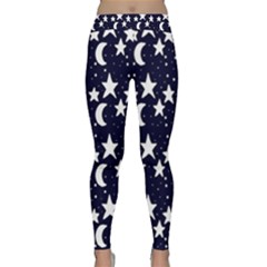 Starry Night Cartoon Print Pattern Classic Yoga Leggings by dflcprintsclothing