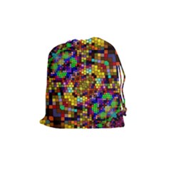 Color Mosaic Background Wall Drawstring Pouch (medium) by Pakrebo