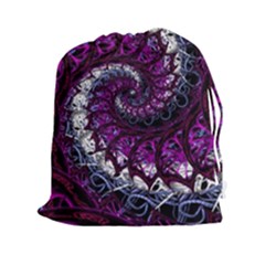 Fractal Background Swirl Art Skull Drawstring Pouch (xxl) by Pakrebo