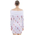 Ice Cream Cones Watercolor with fruit berries and cherries summer pattern Long Sleeve Off Shoulder Dress View2