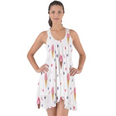 Ice Cream Cones Watercolor With Fruit Berries And Cherries Summer Pattern Show Some Back Chiffon Dress by genx