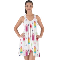 Popsicle Juice Watercolor With Fruit Berries And Cherries Summer Pattern Show Some Back Chiffon Dress by genx