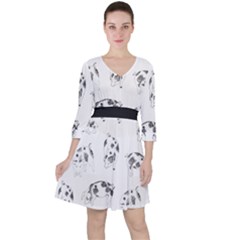 Pigs Handrawn Black And White Square13k Black Pattern Skull Bats Vintage K Ruffle Dress by genx