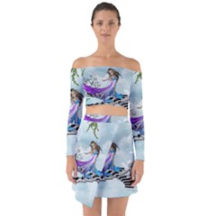Cute Fairy Dancing On A Piano Off Shoulder Top With Skirt Set by FantasyWorld7
